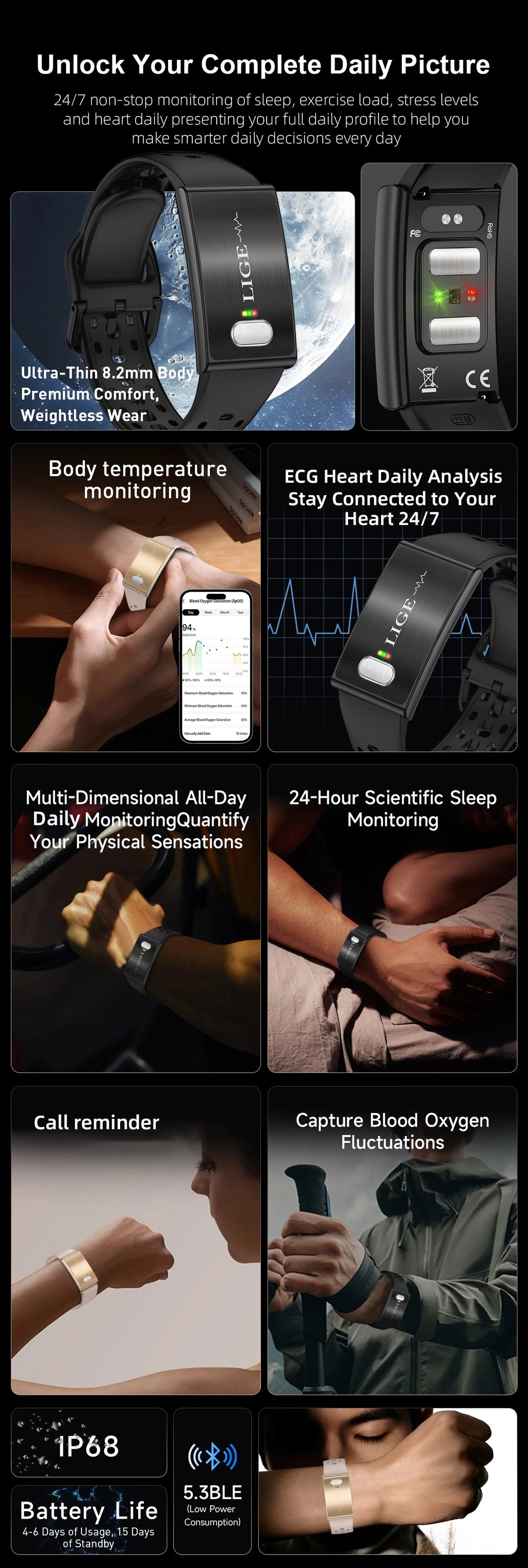 LIGE ECG Smart Watch
